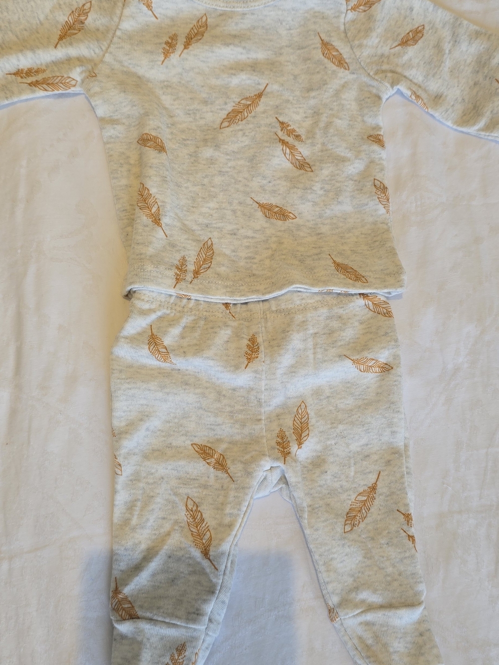 Carter's Grey Set with Brown Feather Print
